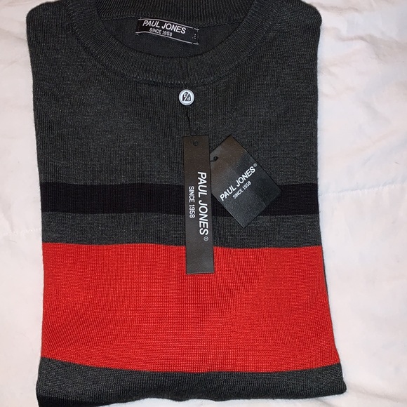 Sweater Long Sleeve Crew Neck Pullover Knitwear top black& red! - Picture 3 of 9